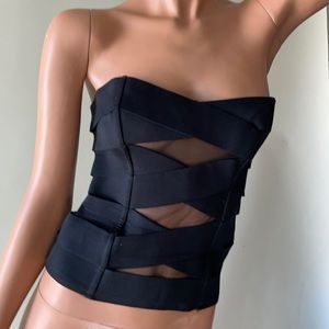 Black corset with fishnet detail